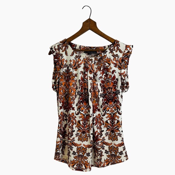 ANTONIO MILANI Tank‎ Top Women’s sz. MEDIUM Orange Sleeveless Blouse - Picture 1 of 5